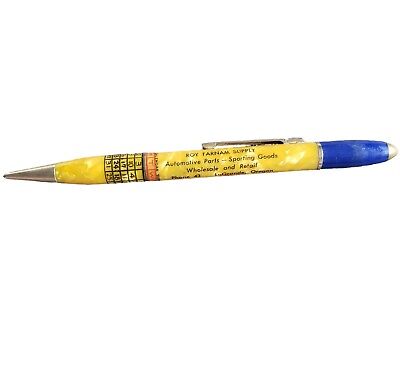 Vintage Advertising Mechanical Pencil Roy Farnam Supply Lagrange Oregon Yellow