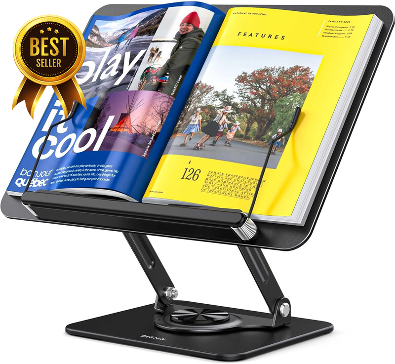 BS02 Adjustable Ergonomic Cookbook and Reading Stand with Page Clips