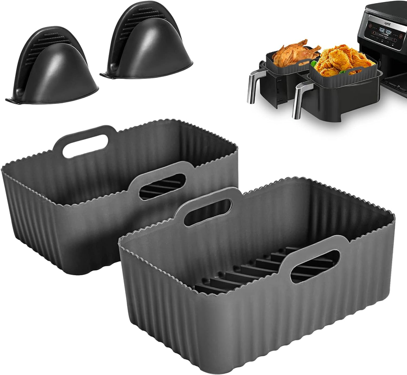 Silicone Liners For Ninja Dz201 Foodi Dual 8qt, 2packs Reusable Air Fr