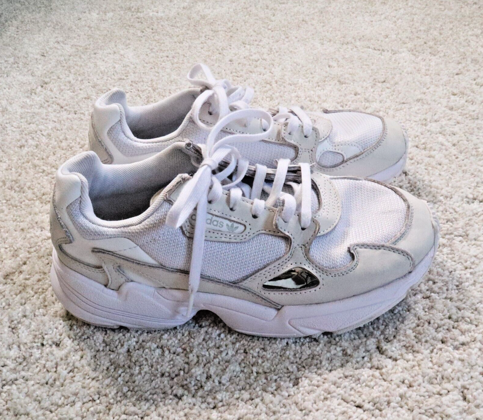adidas falcon women's colorblock metallic sneakers
