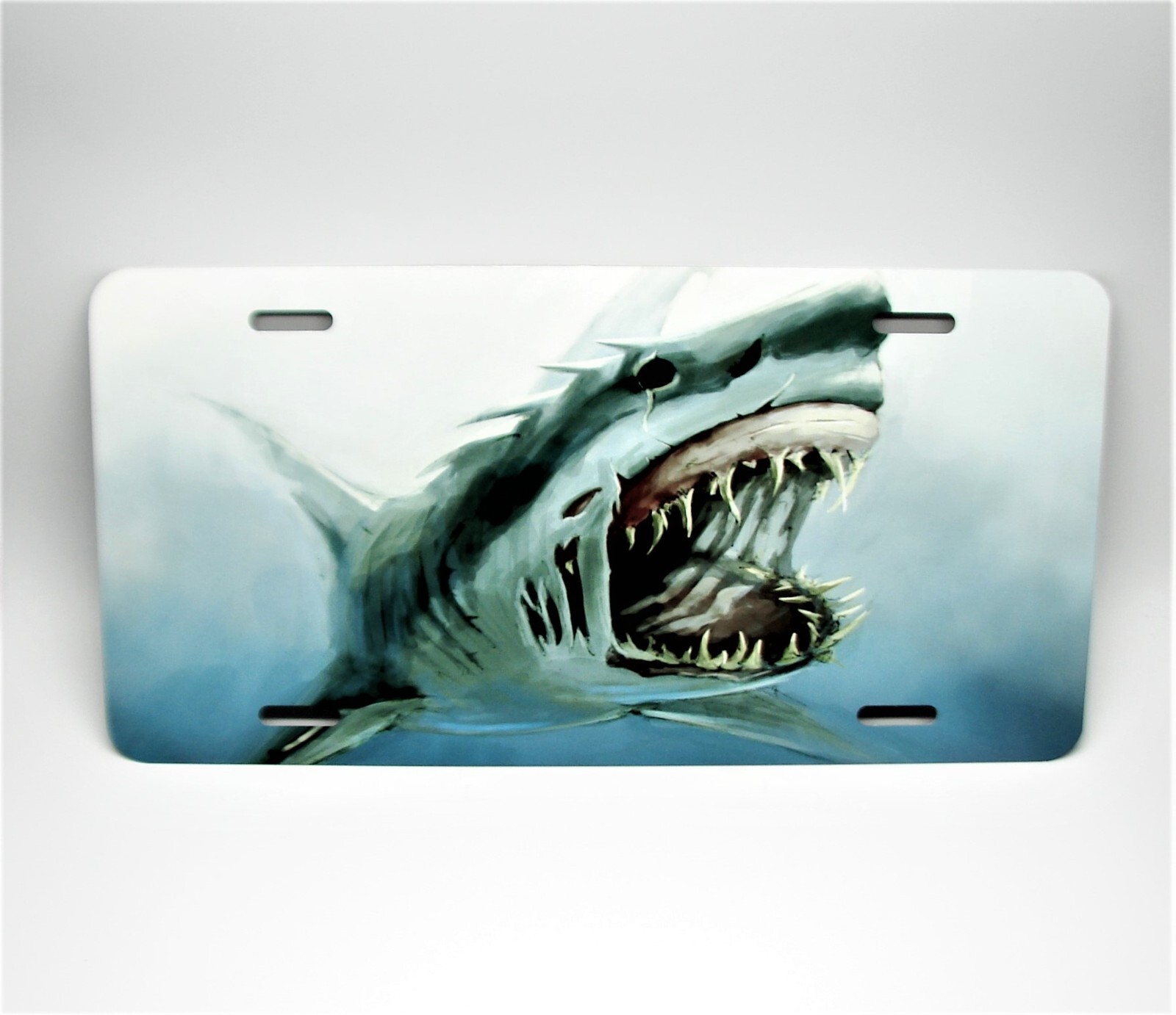Shark Metal Car License Plate Auto Tag Great White Shark Teeth Car