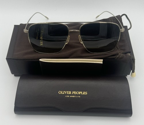 Pre-owned Oliver Peoples Dresner Ov1320st529 2/bh - Gold Frame / G-15 Lens In Green
