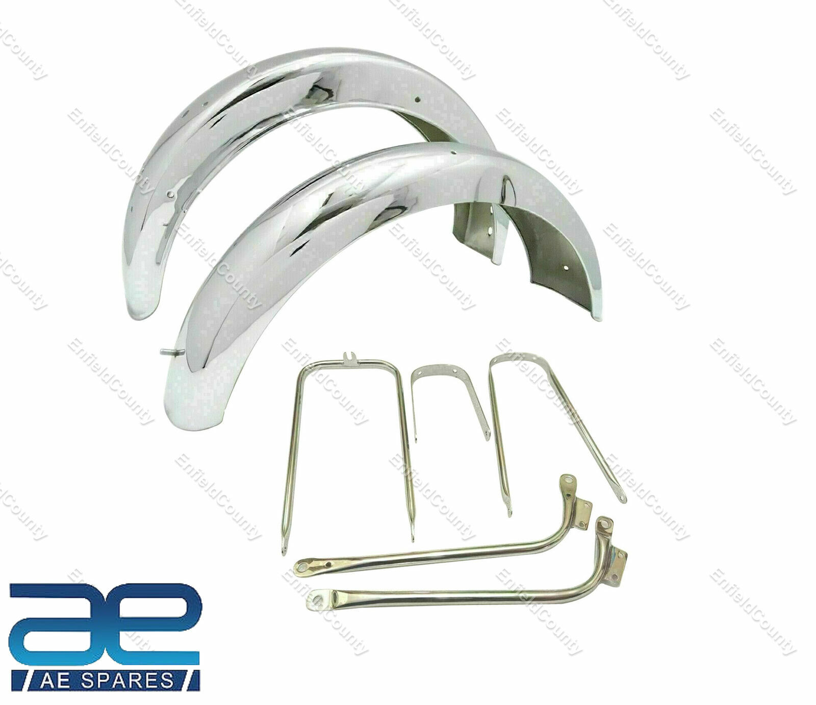 For BSA A10 Road Rocket Mudguard Set Chrome With Stays 1956 Model 