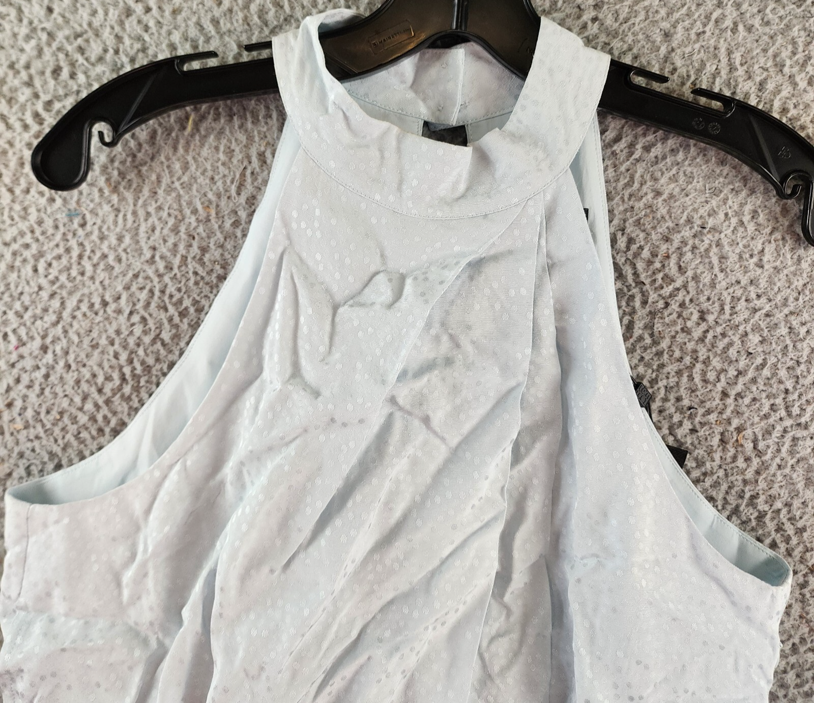 BCBGMAXAZRIA Sleeveless Halter Neck Overdraped Side Tied Blouse Women's S Blue~ - Picture 4 of 13