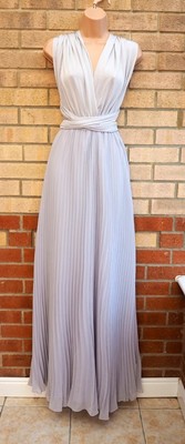 OASIS GREY PLEATED MANY WAYS MULTI WAYS PARTY WEDDING LONG MAXI DRESS 14 L
