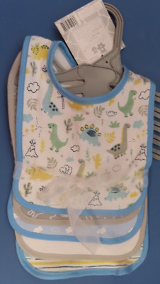 Cribmates Baby Bibs  Package of 5 bibs  Blue & Gray  # CM72662  NEW