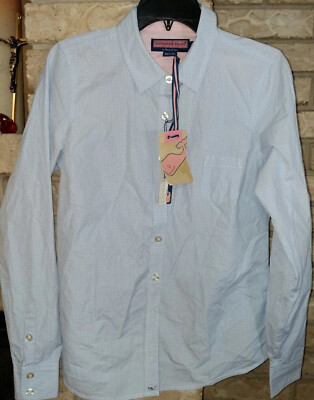 Vineyard Vines 8 Striped Boyfriend Shirt Top Blouse Oxford Preppy Logo