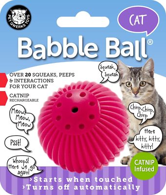 PetQwerks Talking Babble Ball Cat Toy Makes exciting sounds when touched Small