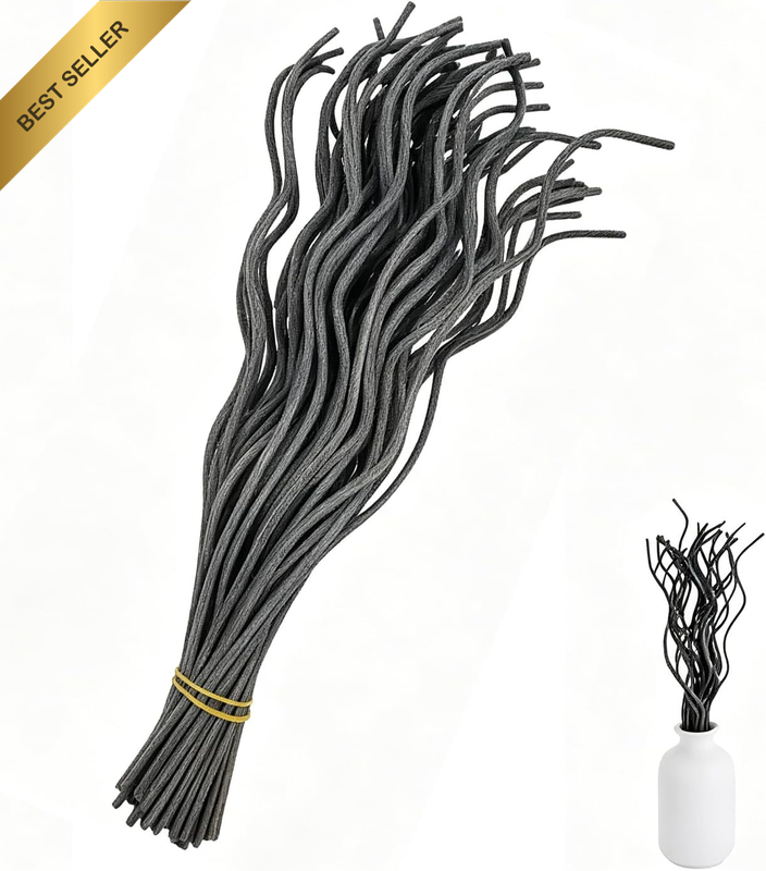 40PCS Black Wavy Rattan Reed Diffuser Sticks, 11 Inch Natural Aromatherapy Repla