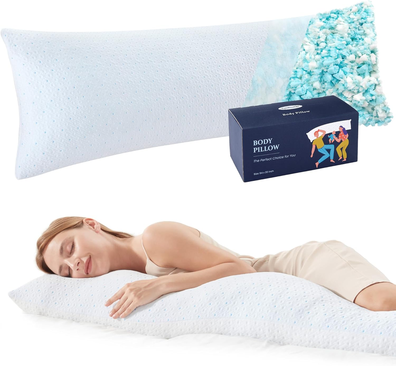 Long Pillow Side Sleeper Soft Pregnancy Pillows & Cooling Cover Zipper 20" x 54"