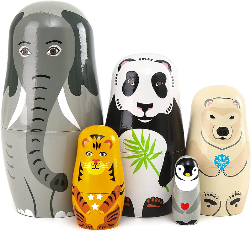 Bgraamiens Nesting Dolls Russian Matryoshka Wood Stacking Dolls for Kids Handmad