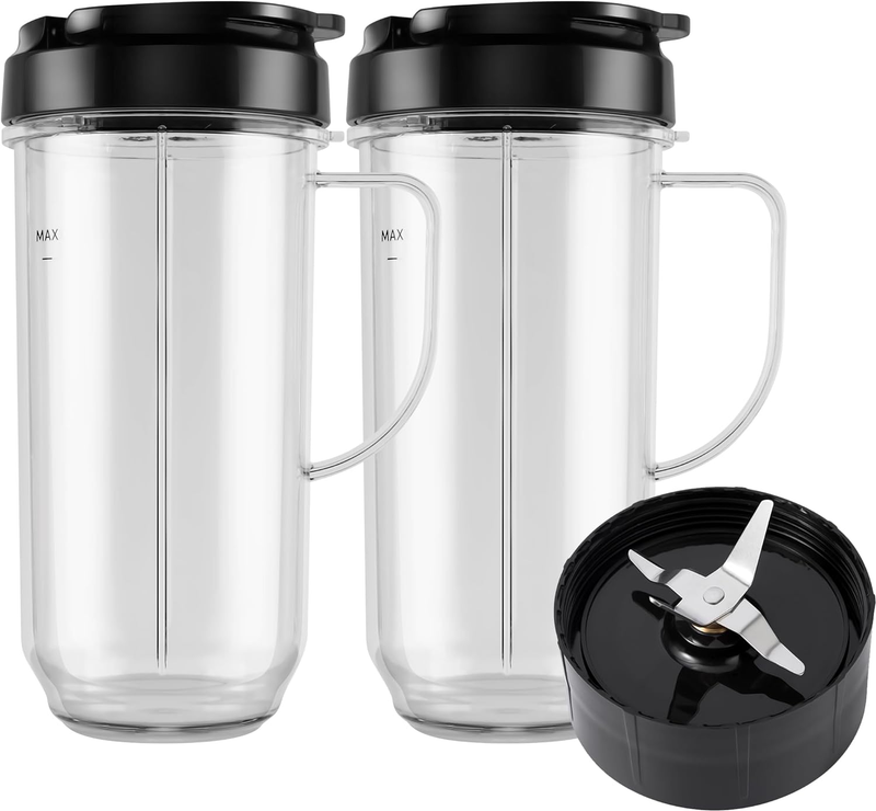 5-Piece Magic Bullet Blender Cups, Tall 22Oz Cup with Flip-Top To-Go Lid, Cross