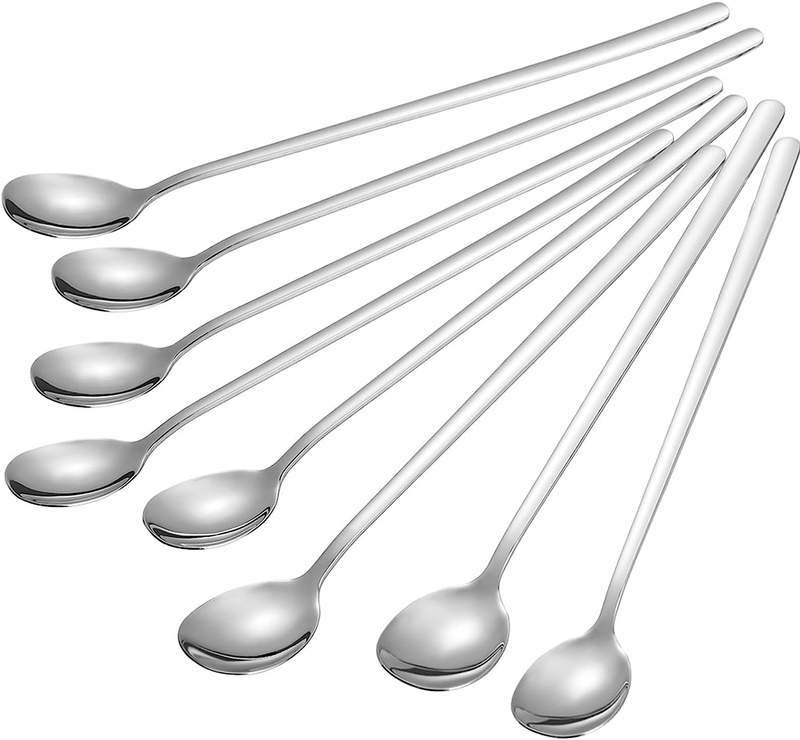 8-Piece 9-Inch Long Handle Iced Tea Spoon Ice Cream Premium 304 Stainless Steel
