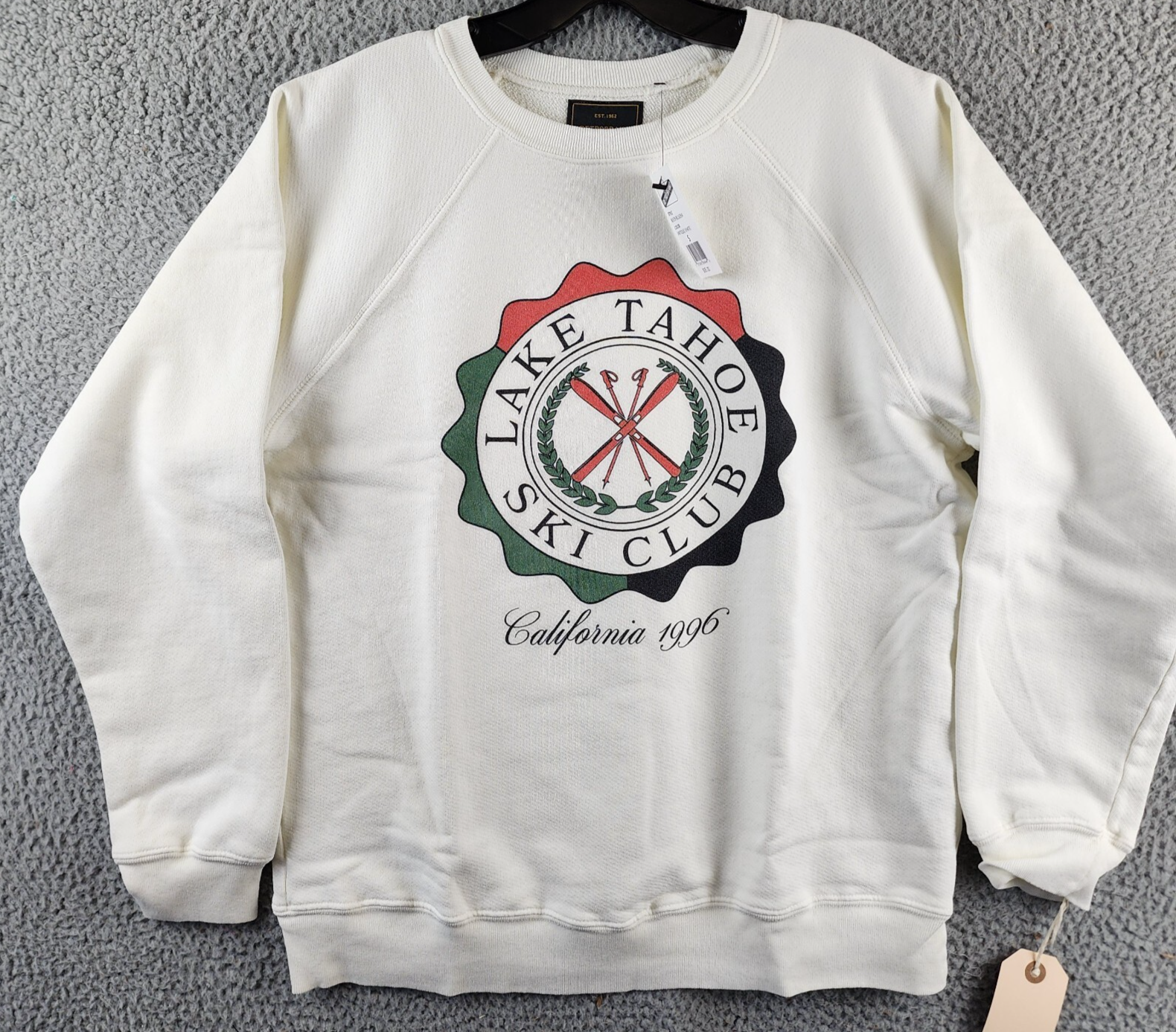 Retro Brand Graphic Sweatshirt Women's S Antique White Crewneck Long Sleeves~ - Picture 2 of 14