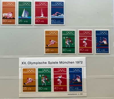 German Stamps BUNDESREPUBLIK  8  Stamps / Block 8 MNH all PERFECT Mich C 719/73