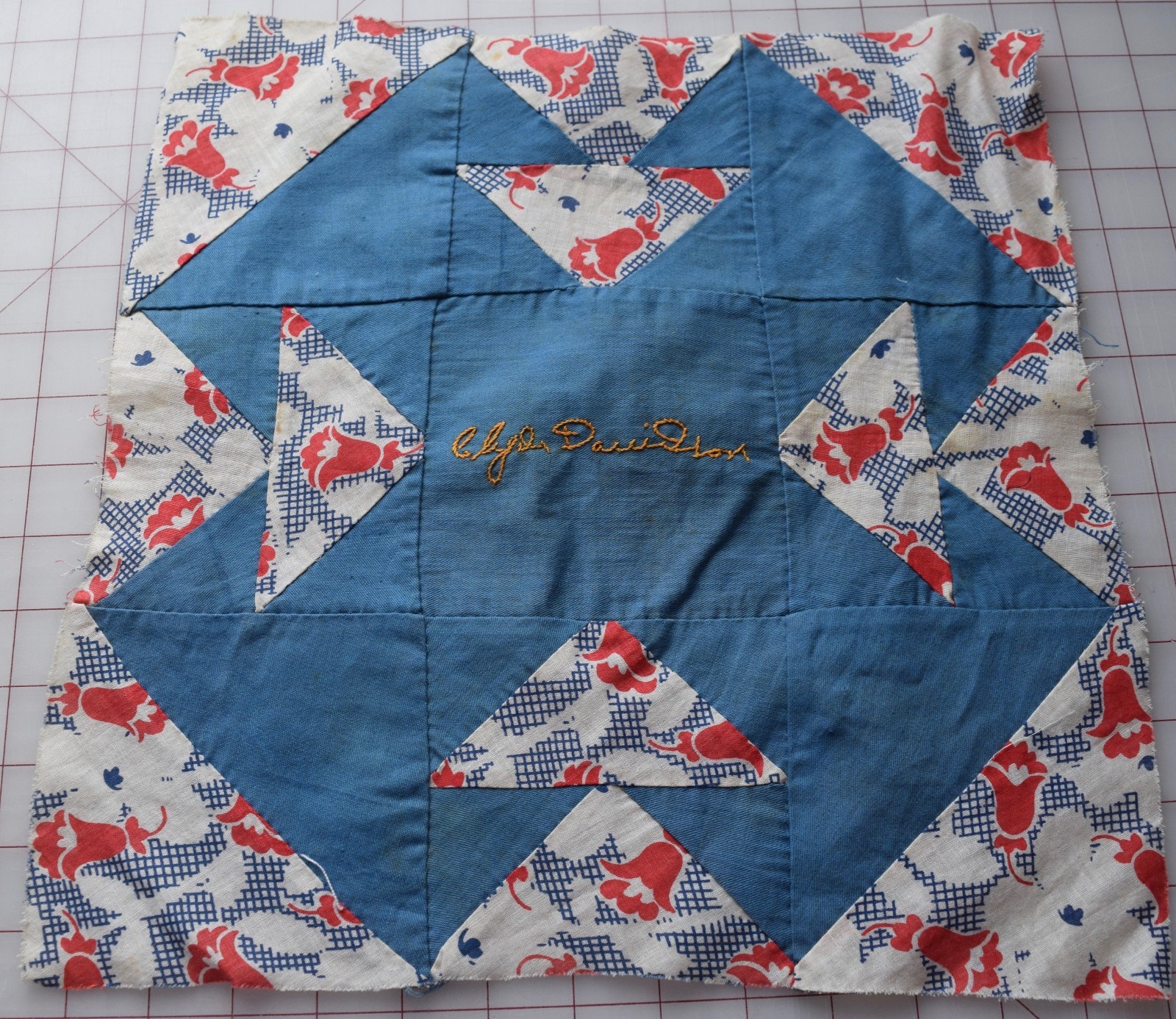 2 1930's Double T Signature album blocks, nice embroidered names