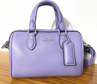 NWT Coach CR247 Mini Rowan Women's Crossbody Pebbl/ Leather Sliver/ Light Violet