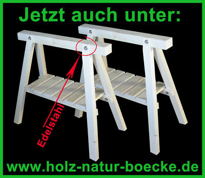  Stützböcke mit Ablage,2 neue Arbeitsböcke, Holzbock,Schreinerbock,Montagebock,