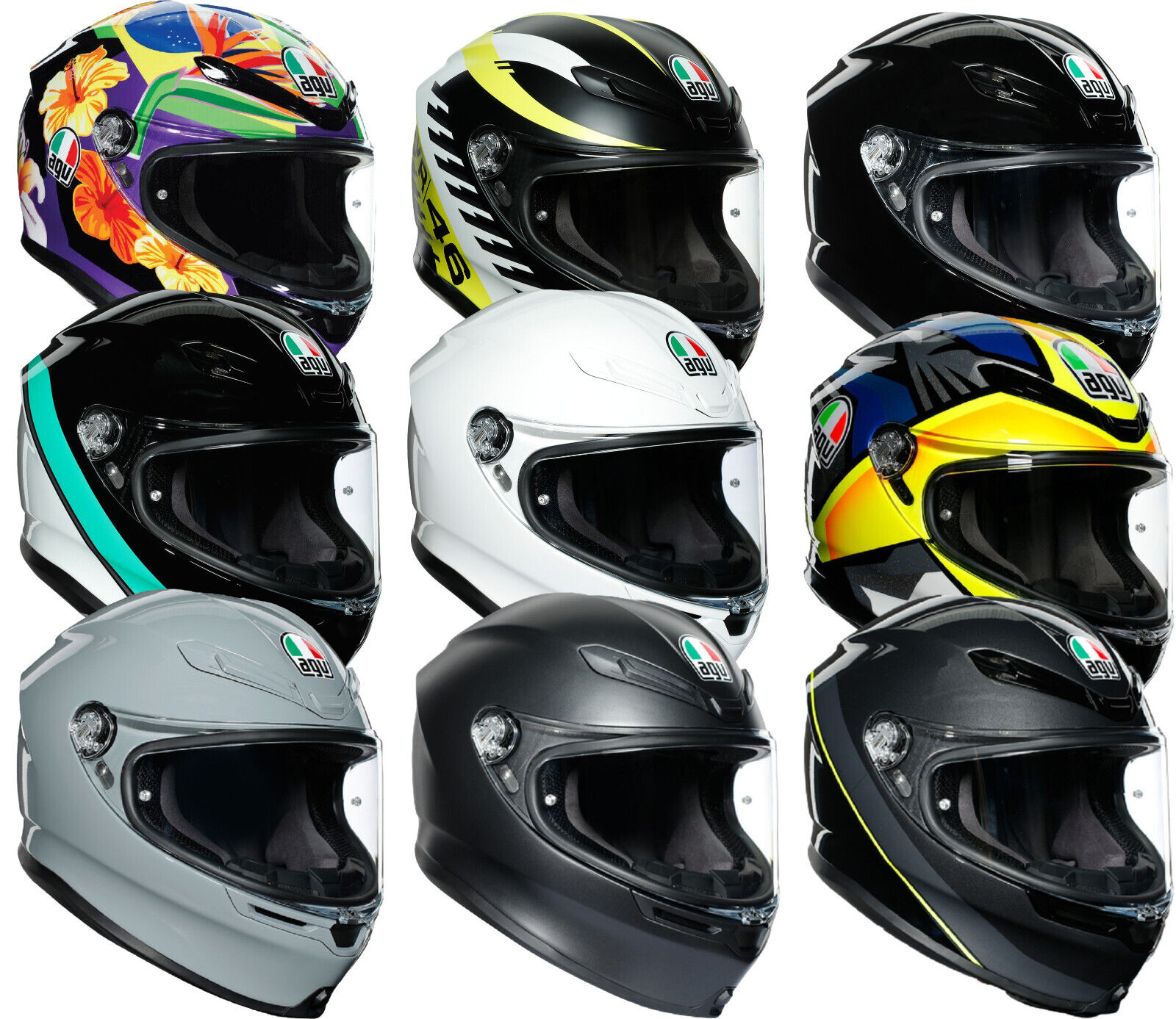 AGV K6 Full Face Helmet E2205 Motorcycle Motorbike Crash AGV K6 Full Face Helmet E2205 Motorcycle Motorbike Crash