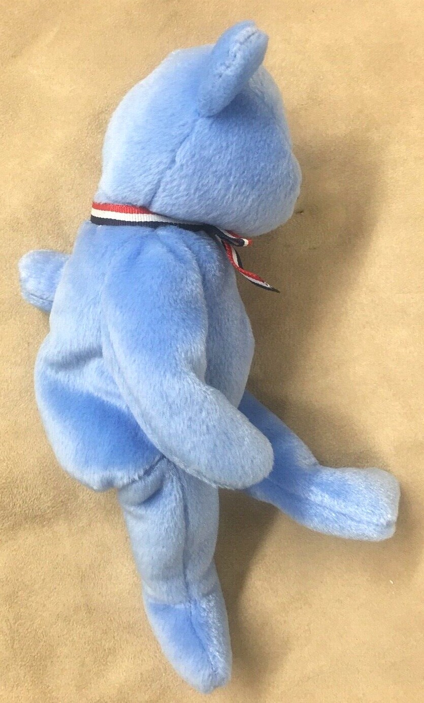 TY BEANIE BABY BEAR AMERICA, MEMORIAL OF 911 DISASTER, SKY BLUE,NEW,7TH GEN 2001