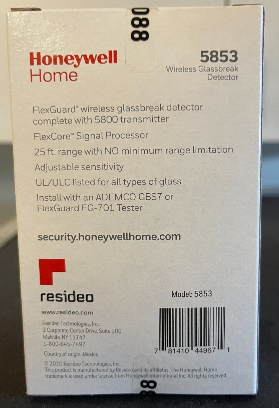 Brand New Honeywell 5853 Wireless Glass Break Sensor,  