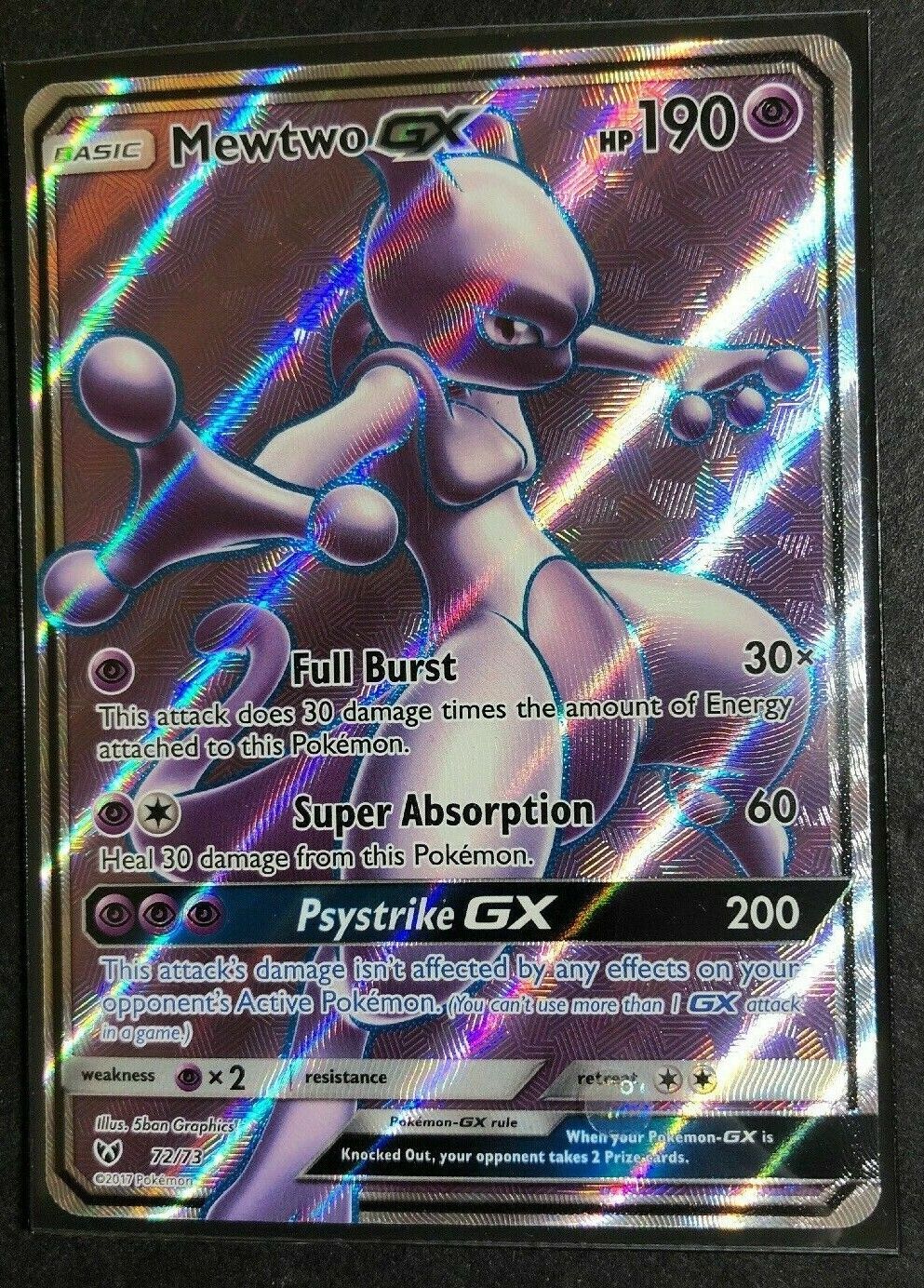 FULL ART Mewtwo GX ULTRA RARE 72/73 Pokemon Sun Moon SM FULL ART Mewtwo GX ULTRA RARE 72/73 Pokemon Sun Moon SM
