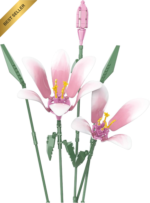 Lily Flower Building Blocks Set – Adjustable DIY Artificial Bouquet with 3 Reali