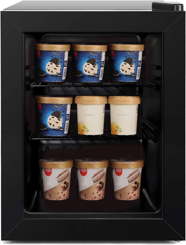 Compact Mini Freezer with Glass Display Door - 2.1 Cu Ft with 2 Removable Shelve