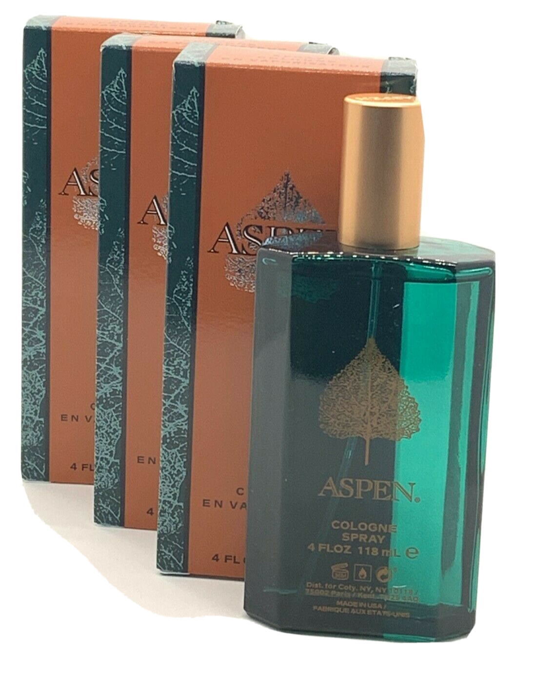 Lot of 3 Pc - Coty Aspen 4 oz/120 ml Men's Eau de Cologne Spray New in Box
