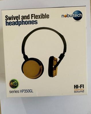 Swivel and Flexible Headphones, Hi-FI stereo sound, Black and Gold 
