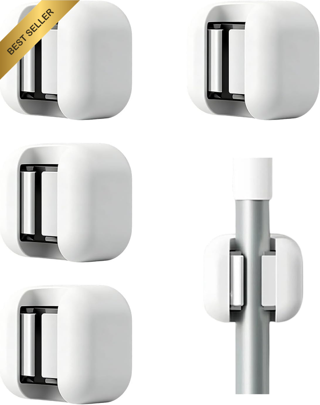 4PCS Broom Holder Wall Mount, Self-Adhesive Mop Rack with Strengthened Clips, No