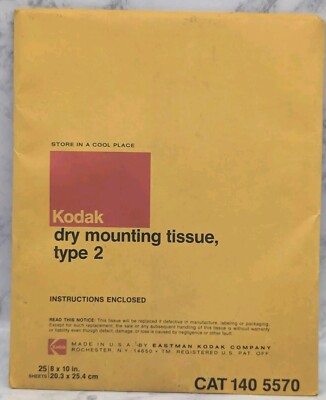 KODAK Dry Mounting Tissue Type 2 of 25 Sheets Photography Vintage NOS