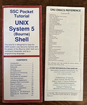 SSC Pocket Tutorials UNIX System 5 (Bourne Shell) and GNU Emacs