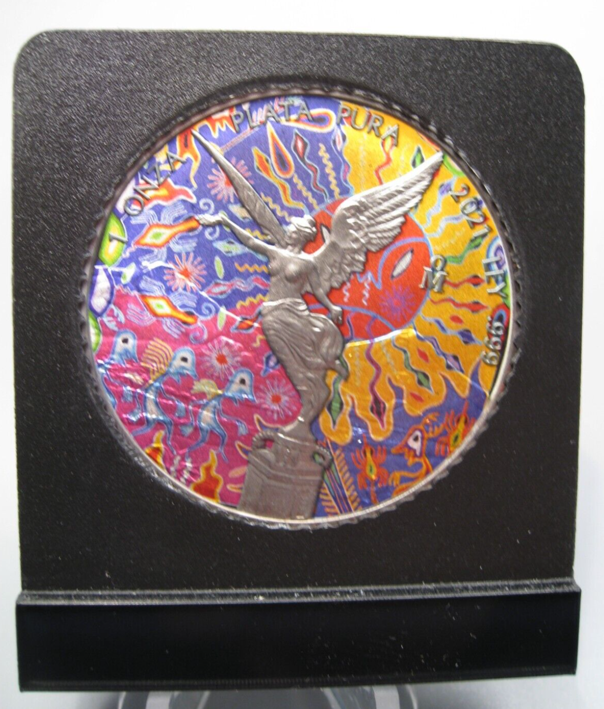 ✩♡✩ 2021 Mexico Libertad HUICHOL Art Colorized 1 oz . 999 Silver