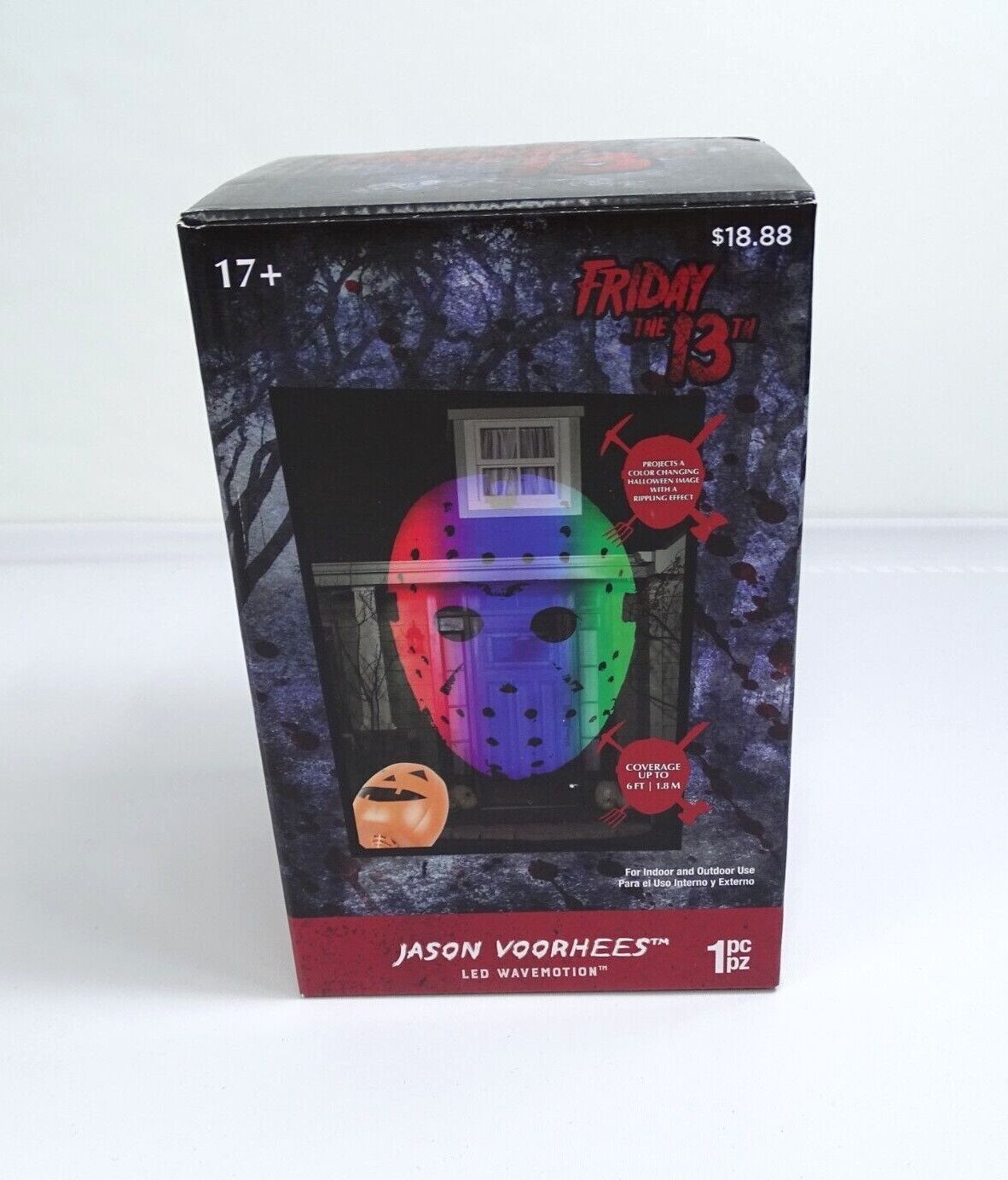 Jason Voorhees Mask Friday 13th LED Wave Motion Projector Hall...