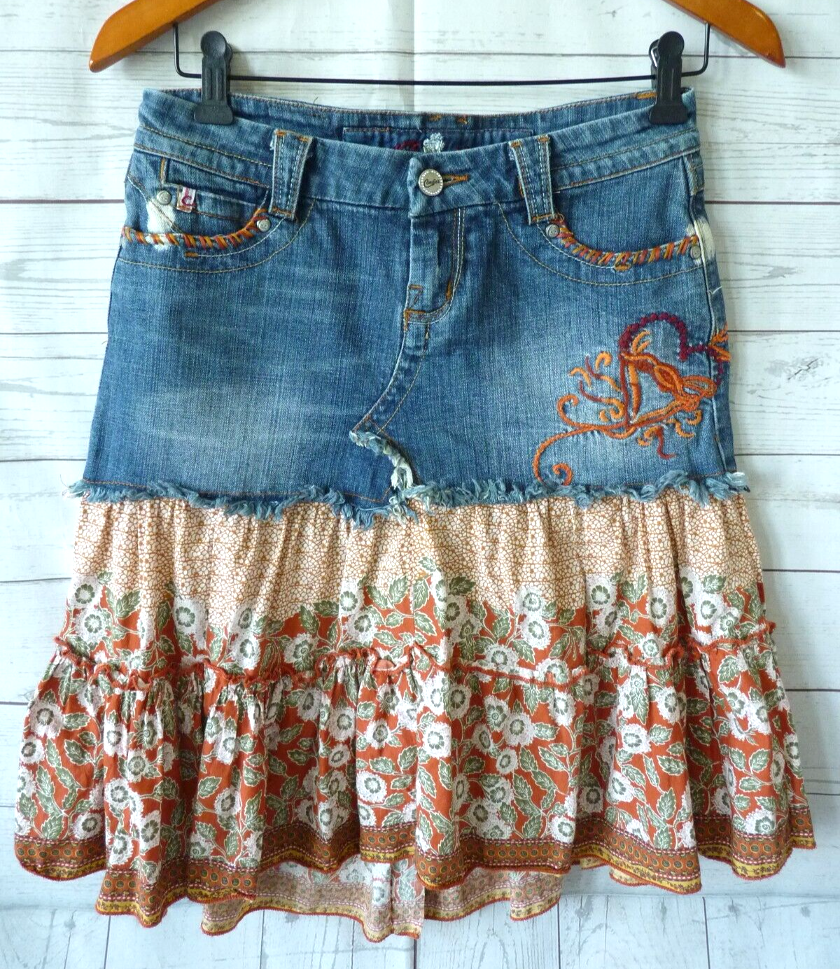 スカート CANDY GALFY design denim mini skirt CANDY GALFY(キャンディーガルフィー) “GAL薔薇デニムミニ
