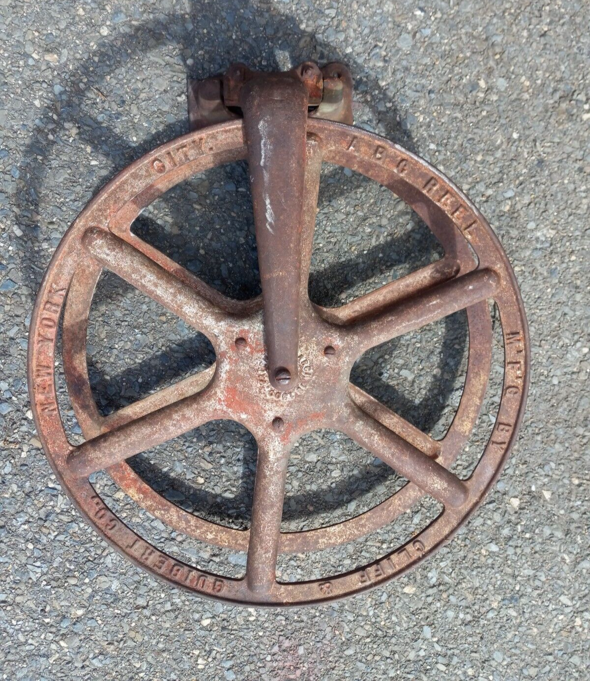 Antique 1900 NY City Municipal Building ABC Fire Hose Reel By Cliff & Guibert