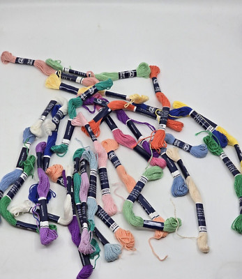 DMC Lot Of 25 Cotton CRAFT THREAD Assorted Pastel Color UNUSED Not Cross Stitch