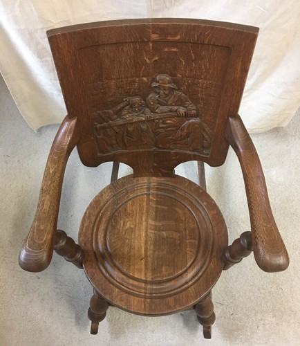 Antique Carved Oak Pub Rocking Chair