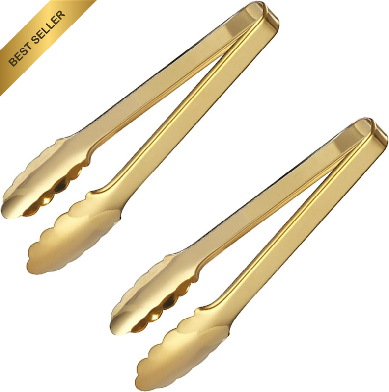 2Pcs 9 Inches Kitchen Tongs, Cooking Tongs Buffet Easy Grip Stainless Steel Serv