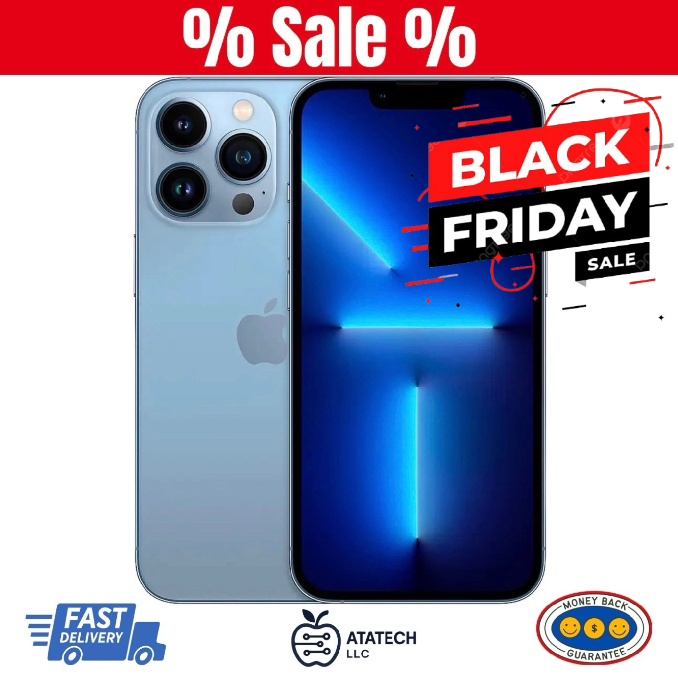 Apple iPhone 13 Pro 128GB (T-Mobile , 5G) Sierra Blue, A15 Bionic