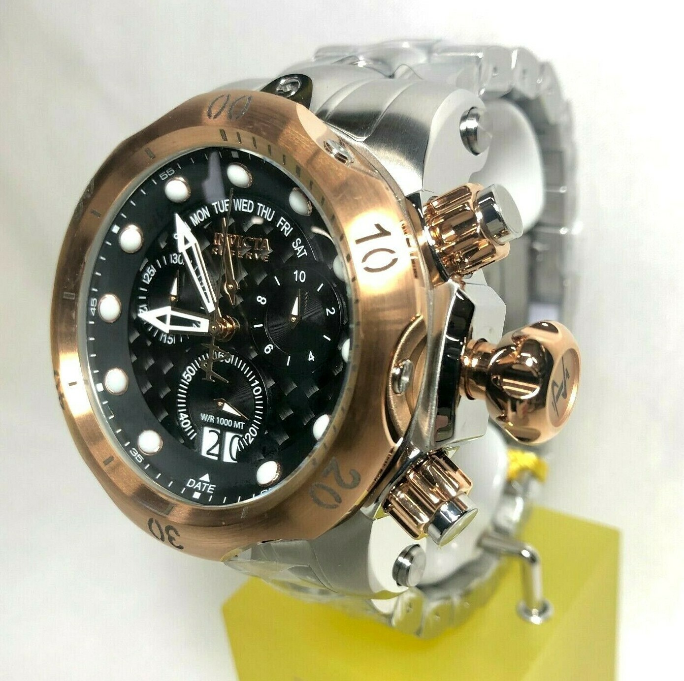 Pre-owned Invicta 01541 Men's 54mm Rosetone/black Venom Swiss Quartz Silver Bracelet Watch