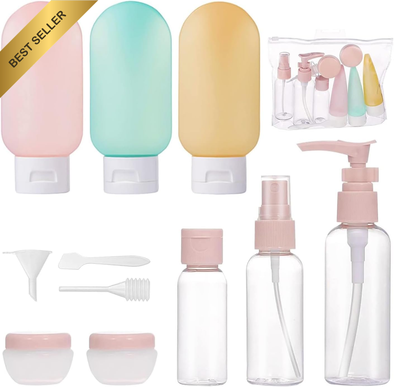11 in 1 Travel Bottle Set 30-80ml Cream Spray Pump Shampoo Cosmetics