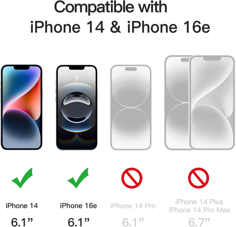 Full Coverage Screen Protector for iPhone 16e 2025, iPhone 14 6.1-Inch, 9H Tempe
