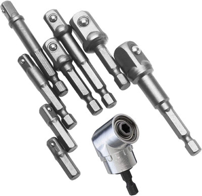 Impact Grade Driver Sockets Adapter Extension Set Drill Bit 8Pcs 1/4'' 3/8'' 1/2'' 