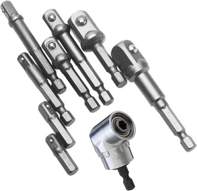 Impact Grade Driver Sockets Adapter Extension Set Drill Bit 8Pcs 1/4 3/8 1/2 Set