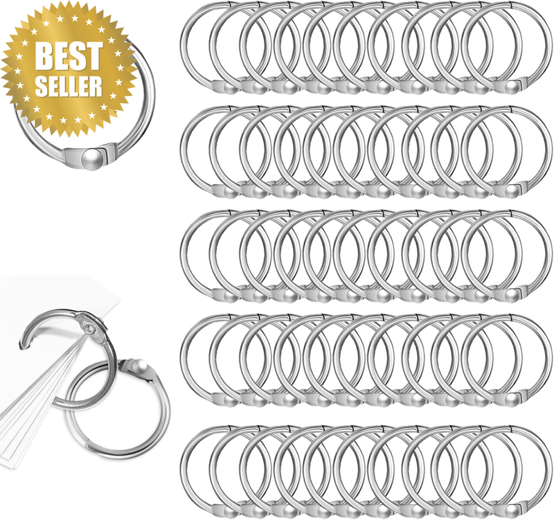 100 Pcs Binder Rings, Index Card Rings, Binder Clips, 3Cm Metal Loose Leaf Binde