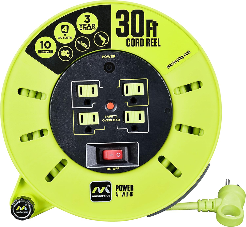 Power at Work Four Power Outlets Cassette Cord Reel with Win