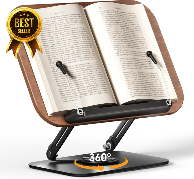360-Degree Rotating Adjustable Book Holder and Cookbook Stand