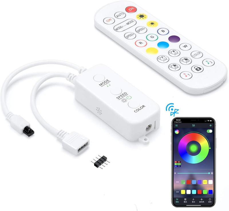 RGB LED Strip Light Controller, with APP, Music Sync and IR Remote, with Unlimit